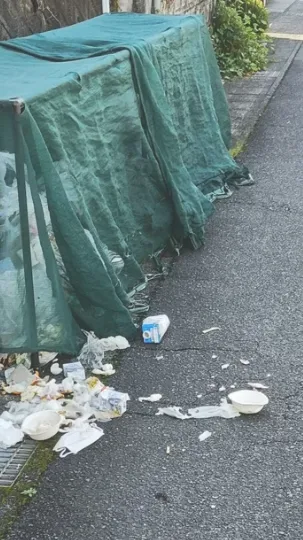 カラスによるゴミの散乱